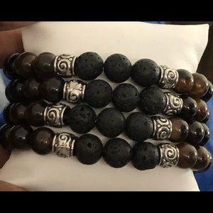 4-Piece Unisex Lava Bead Stack Set